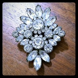 Vintage Mid Century Rhinestone Brooch